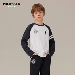 POLOWALK男童时尚撞色圆领打底衫