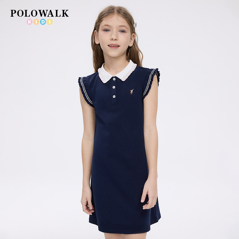 POLOWALK女童洋气翻领短袖polo裙图片