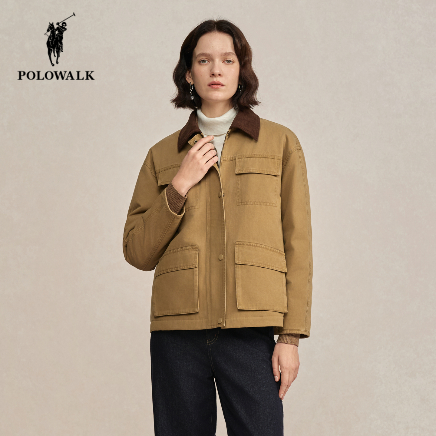 POLOWALK冬季新品复古工装羽绒服
