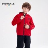 保罗保暖连帽开衫 新款 上衣 男童红色摇粒绒外套秋冬季 POLOWALK童装