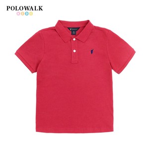 POLOWALK童装男童红色短袖polo衫夏季新款保罗儿童运动翻领t恤衫