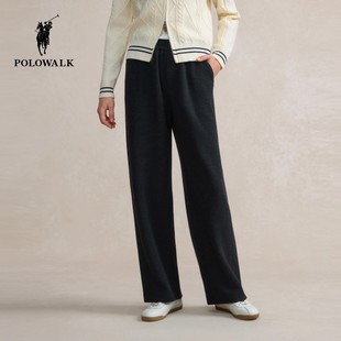 POLOWALK直筒针织裤女2025秋季新款保罗女装通勤百搭休闲风长裤子