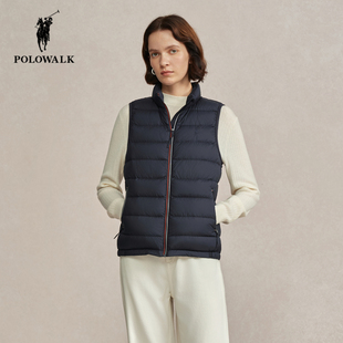 POLOWALK立领羽绒马甲女25冬季新款保罗女装修身保暖轻薄背心外套