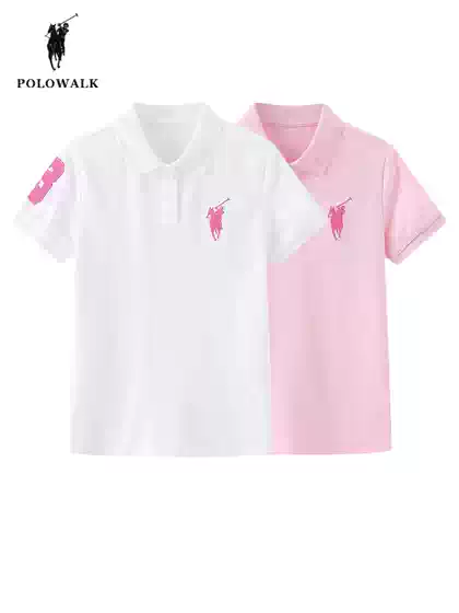 POLOWALK Girls' Short Sleeve Polo Shirt Summer New Arrival Kids Sporty Lapel T-Shirt Top