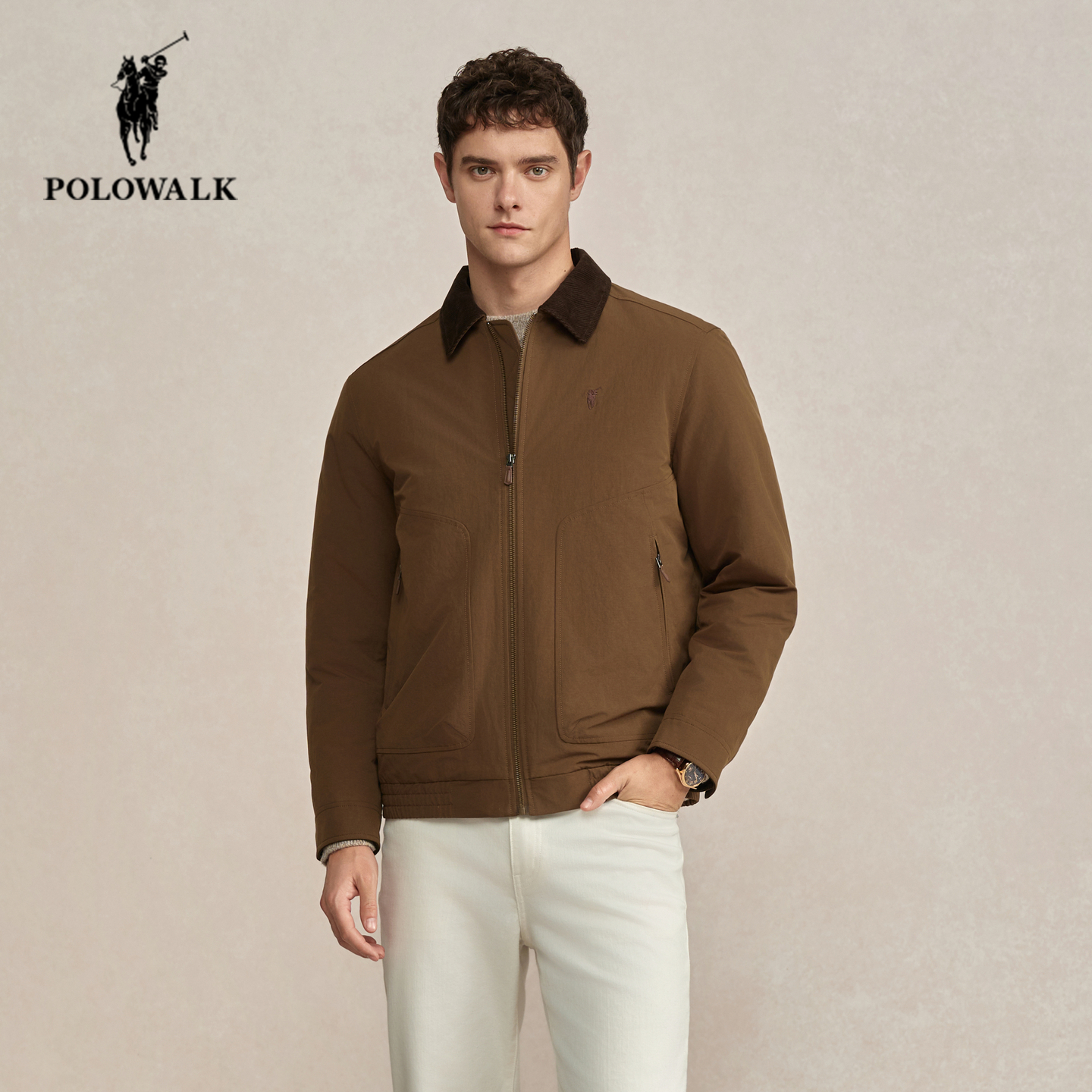 POLOWALK冬季新品复古翻领羽绒服