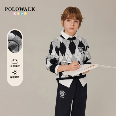 POLOWALK男童美式学院风针织衫潮