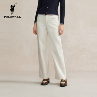 POLOWALK直筒牛仔裤女2025秋季新款保罗女装宽松休闲显瘦百搭裤子