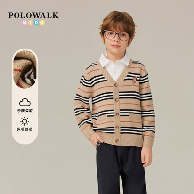 POLOWALK男童学院风假两件针织衫