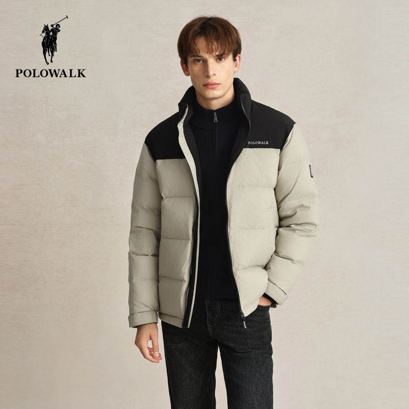 商场同款时尚拼色立领百搭羽绒服