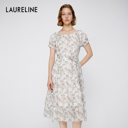 LAURELINE/洛瑞琳2025年夏季新款百搭优雅气质连衣裙女碎花长裙
