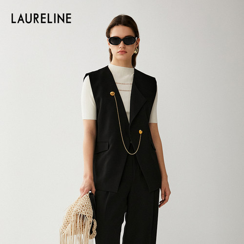 LAURELINE/洛瑞琳年秋季新款百搭简约马甲女通勤日常马夹