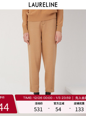 LAURELINE/洛瑞琳绵羊毛九分裤2023年冬季新款保暖显瘦简约裤子女