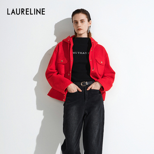 LAURELINE/洛瑞琳2025年新款女士休闲连帽短外套时尚百搭显瘦上衣