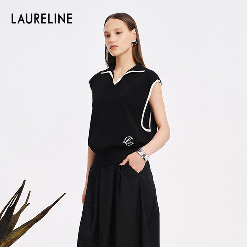 LAURELINE/洛瑞琳背心毛衫年夏季新款运动风通勤休闲上衣女