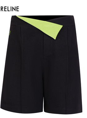 LAURELINE/洛瑞琳绵羊毛遮肉显瘦裤子2023冬季新款拼色通勤长裤女