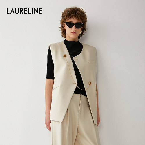LAURELINE/洛瑞琳秋季新款百搭简约马甲女日常通勤马夹