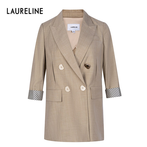 LAURELINE/洛瑞琳杏色百搭西装外套年春季新款简约通勤轻奢女