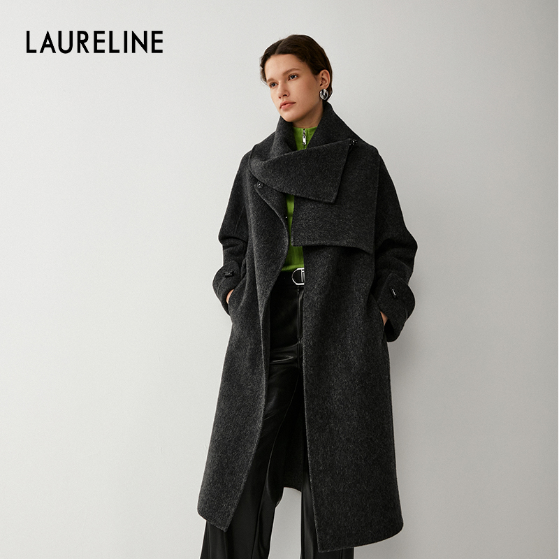 LAURELINE/洛瑞琳年冬季新款双面呢羊毛大衣女小个子显瘦风衣