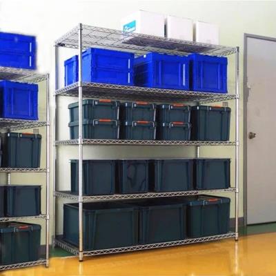 大管五层置物架不锈钢色收纳整理层架家用s库房货架落地储物架包