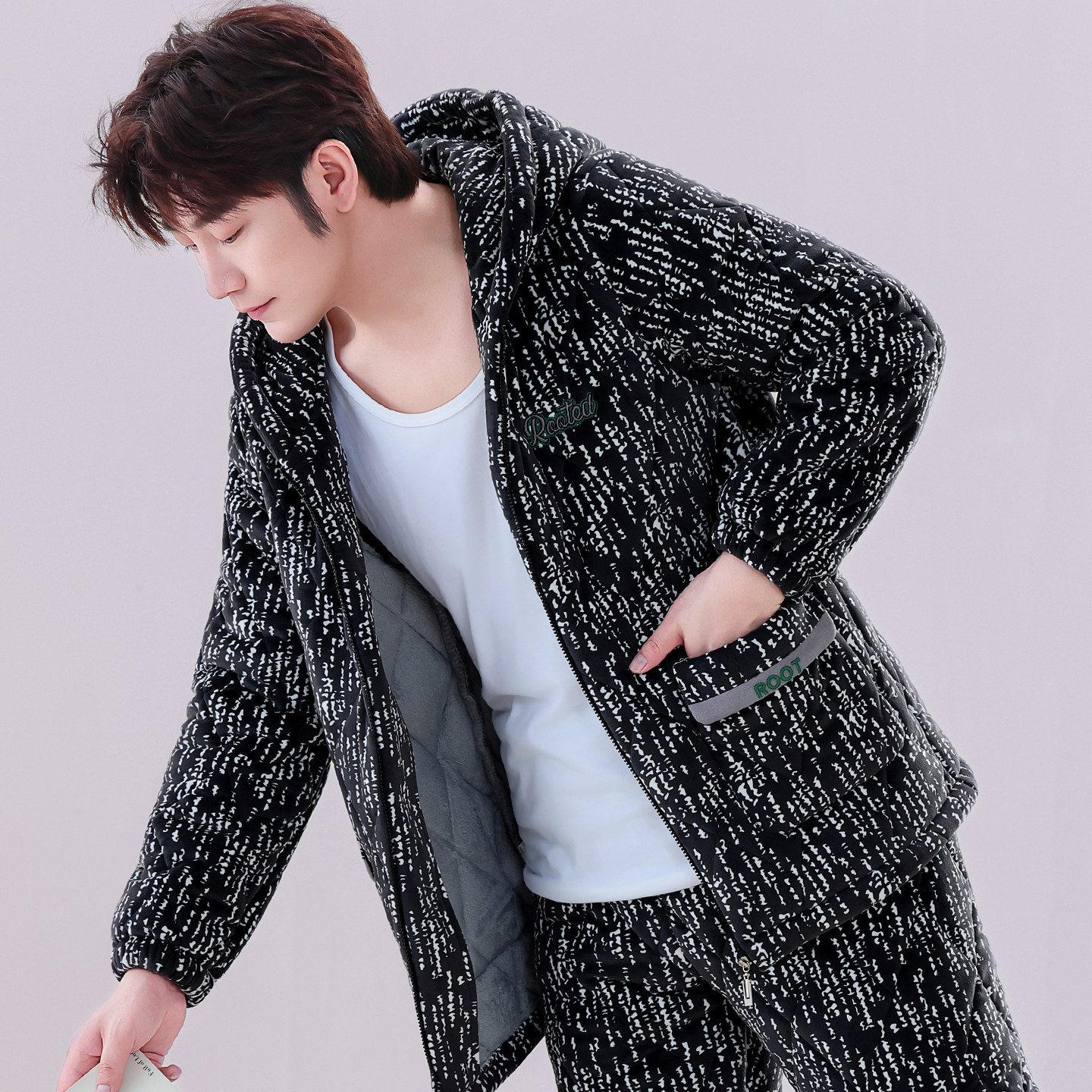 睡衣冬天男款超厚三层夹棉2025新款加厚加绒男士法兰绒家居服套装