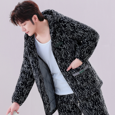 睡衣冬天男款超厚三层夹棉2025新款加厚加绒男士法兰绒家居服套装