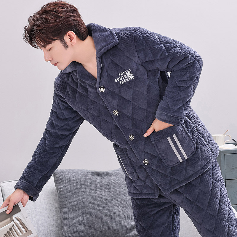 冬季珊瑚绒男士睡衣三层夹棉加厚加绒法兰绒秋冬款家居服保暖套装,女士内衣/男士内衣/家居服,睡衣/家居服套装,淘宝优惠券,粉丝福利购,淘宝优惠卷