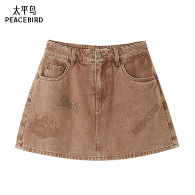 太平鸟夏季时尚潮流印花牛仔裙裤A3HBE2437
