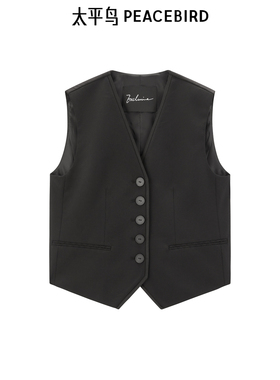 太平鸟女装夏季品质休闲百搭黑色西装马甲女A1BGF241T