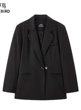 太平鸟女装通勤时尚西装外套女黑色西装A1BAF1483