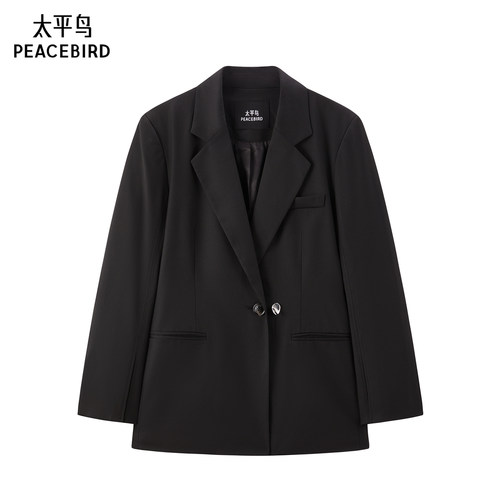 太平鸟女装通勤时尚西装外套女黑色西装A1BAF1483 - 封面