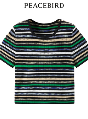 太平鸟女装时尚年夏季新款时尚条纹线套衫A1EED2412