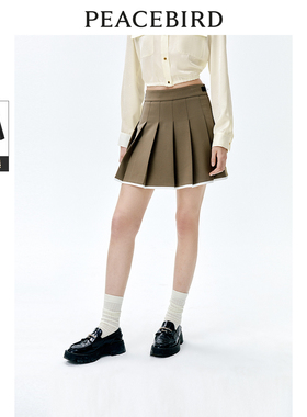 太平鸟女装春季时髦学院风百褶短裙半身裙A1GEE1409