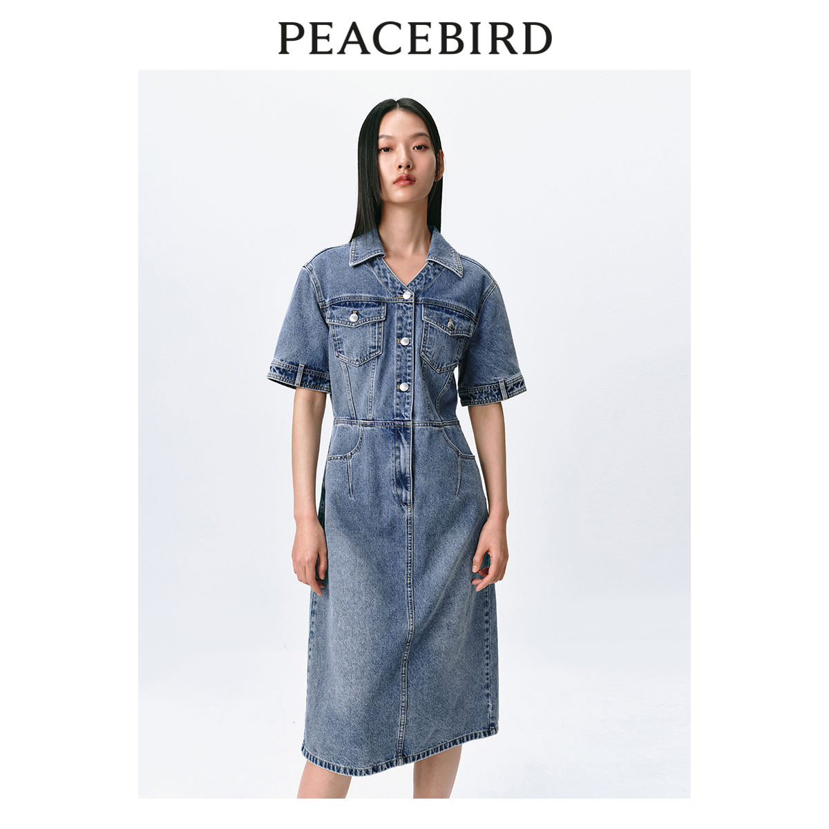 太平鸟连衣裙牛仔复古休闲