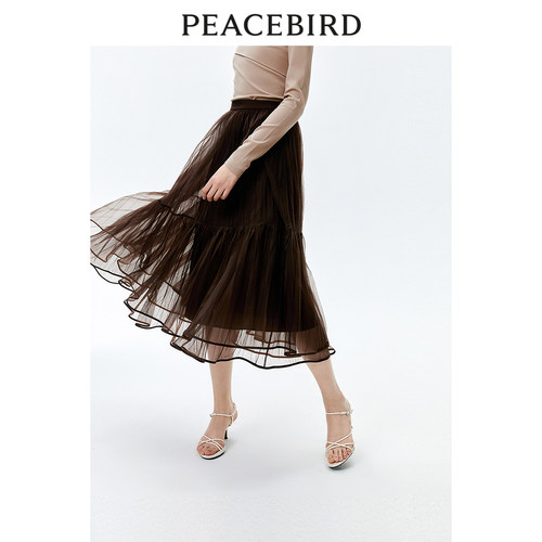 【商场同款】太平鸟女装2024年春季新款气质网纱裙A1GFE1509