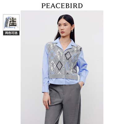 【商场同款】太平鸟女装秋季新款时髦假两件线开衫A1EDD3404