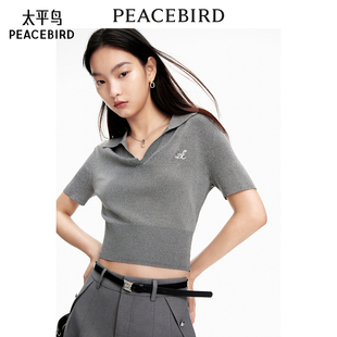 太平鸟女装夏季百搭夹花线套衫A1EEE2177