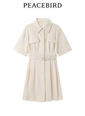 太平鸟女装春季时尚潮流工装多口袋短袖连衣裙A3FAD3217
