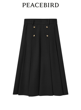 【商场同款】太平鸟女装2023年冬季新款品质百褶长裙A1GFD4191