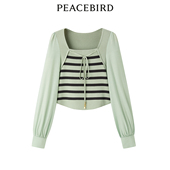 商场同款 太平鸟女装 2024年春季 新款 拼接上衣A1CDE1613