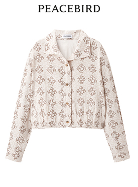 【商场同款】太平鸟女装2024年春季新款纹样翻领衬衫A1CAE1505