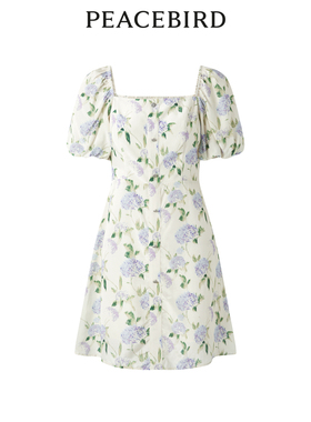 太平鸟女装夏季纹样收腰连衣裙A1FAD2G02