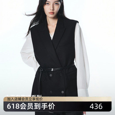 太平鸟无袖西装马甲正肩气质短款马夹女A1BGF3420