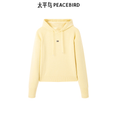 太平鸟女装2025冬季新款抽绳连帽宽松套头衫针织衫毛衣A3EEE4449