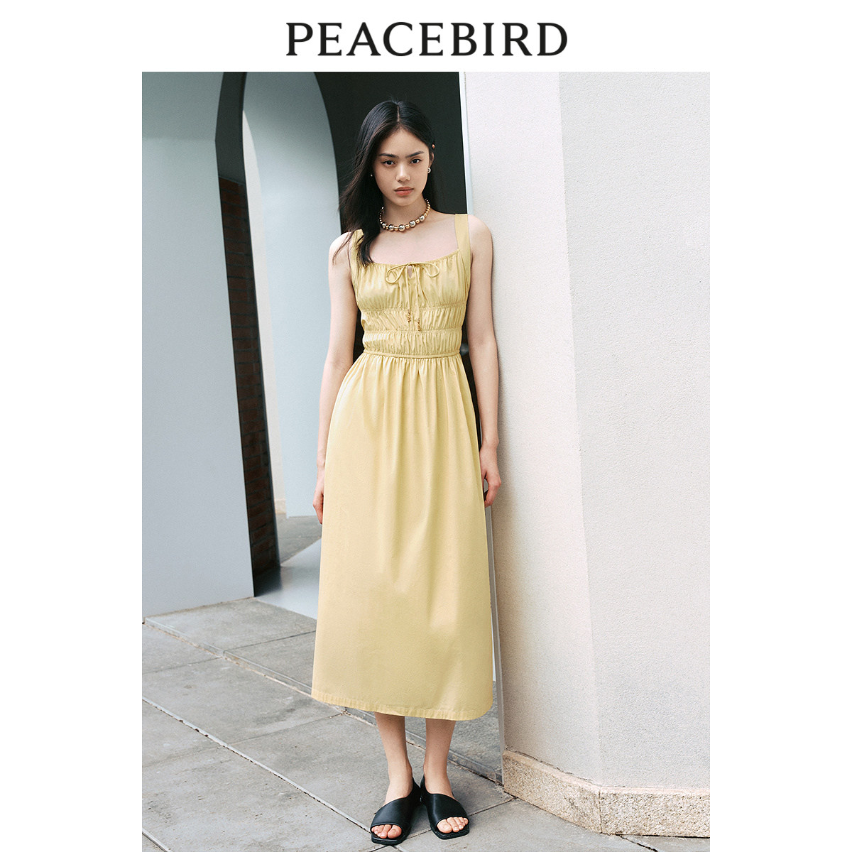 太平鸟女装无袖茶歇连衣裙2024夏新款法式纯色吊带裙小众显瘦长裙,女装/女士精品,连衣裙,淘宝优惠券,粉丝福利购,淘宝优惠卷