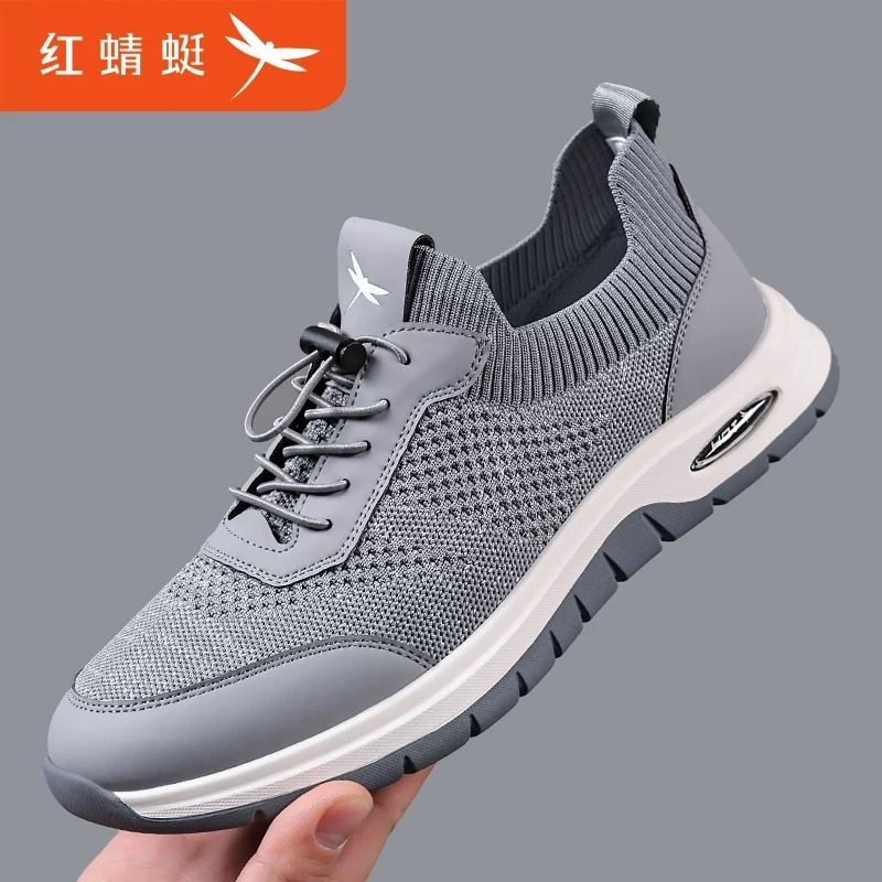 红蜻蜓网鞋男2025夏季新款透气休闲飞织网面鞋软底跑步运动网布鞋