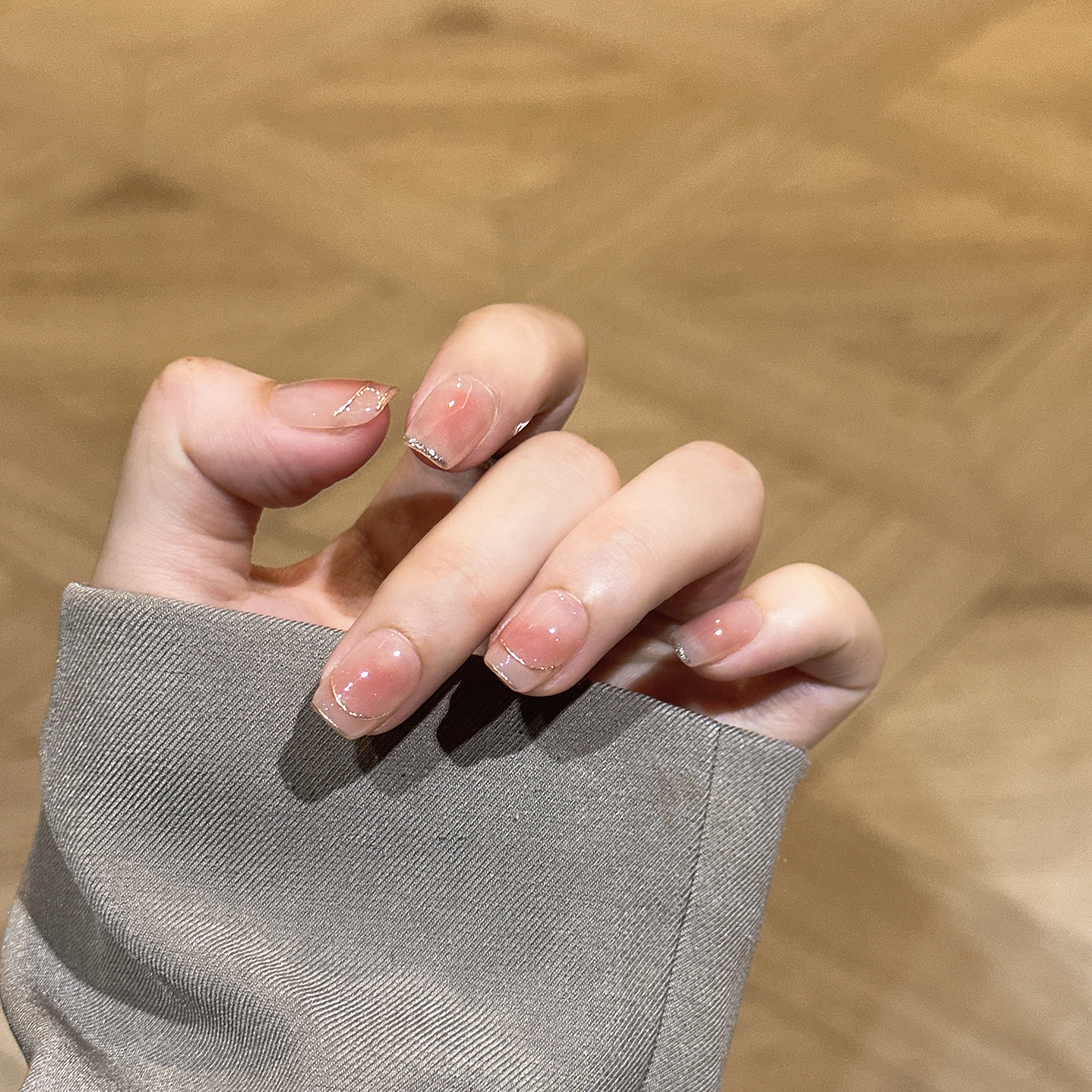 纯手工穿戴甲纯欲腮红裸色猫眼