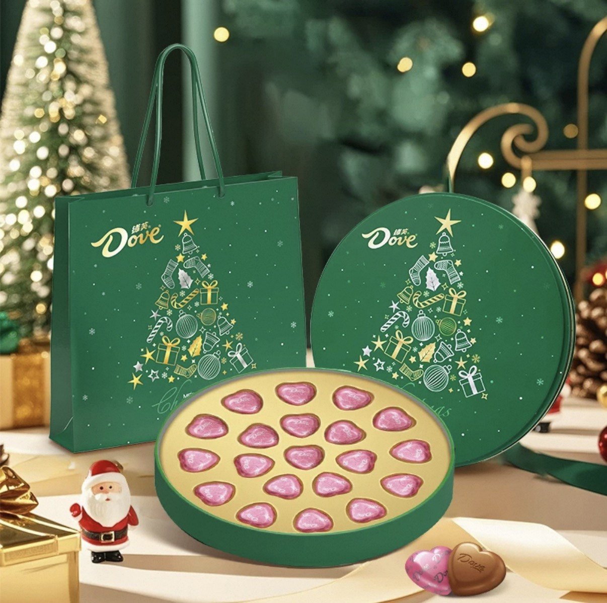 德芙圣诞节狂响曲圆铁礼盒心语牛奶巧克力送女朋友20粒礼盒装送人