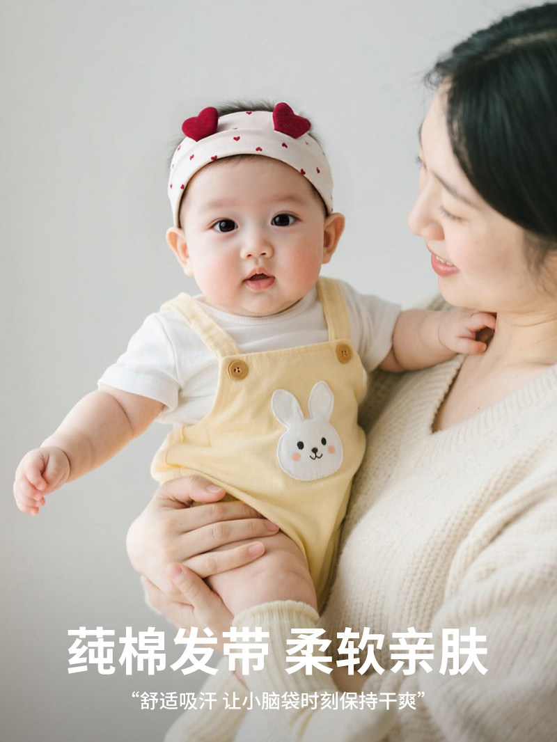 婴儿发带新生儿护囟门帽子夏季纯棉女童宝宝发饰空顶儿童胎帽男童