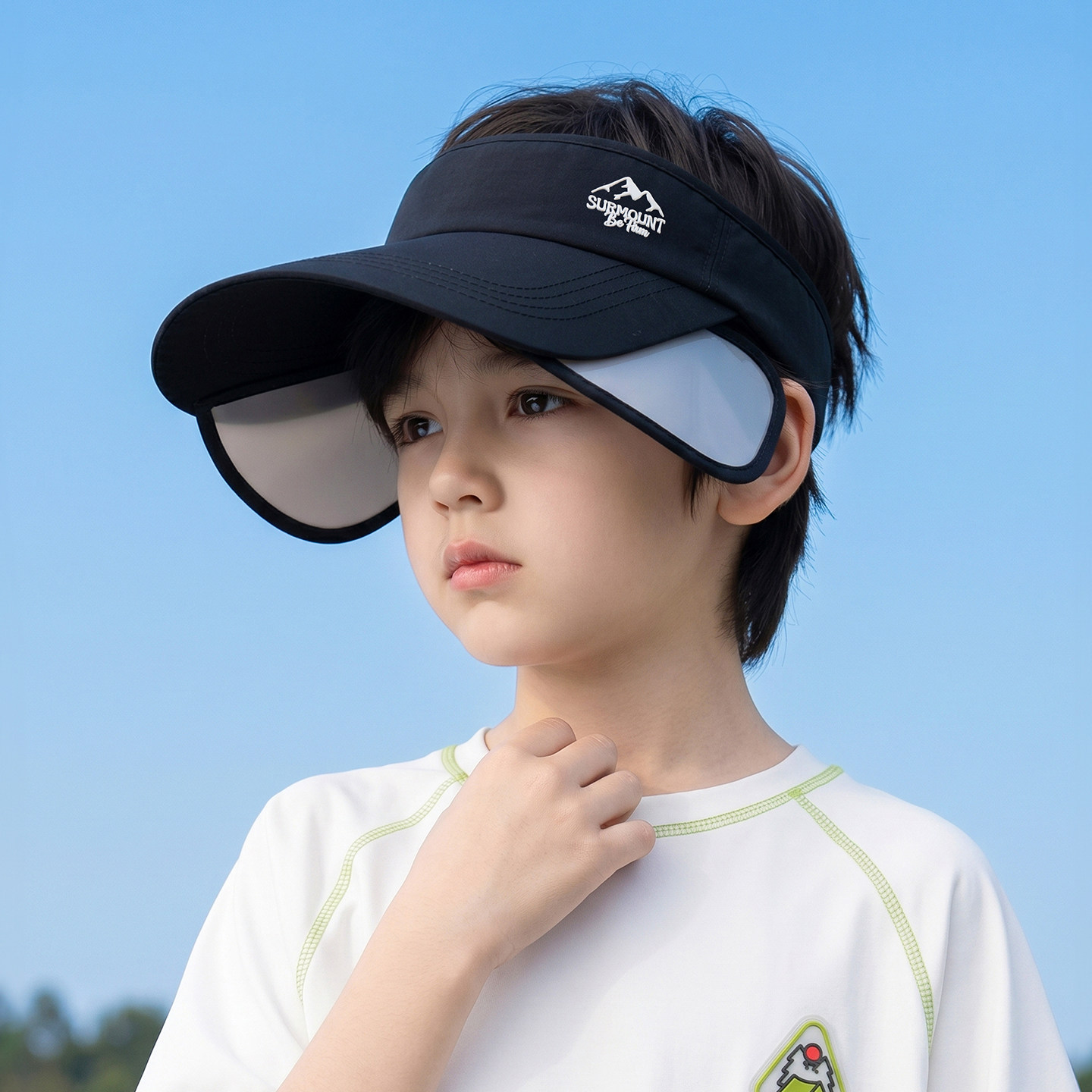 青少年防晒帽中大童帽子夏季儿童遮阳帽初高中学生男童空顶帽女童