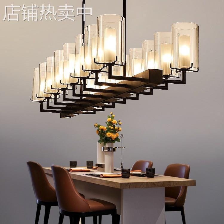 餐吊灯餐桌吧台吊灯餐厅饭厅三头新中式美式样板房工业风loft灯饰